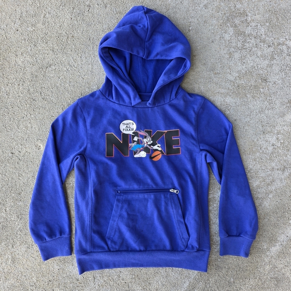 Nike Space Jam Bugs Bunny Youth Hoodie Size 6 Dri-FIT Blue